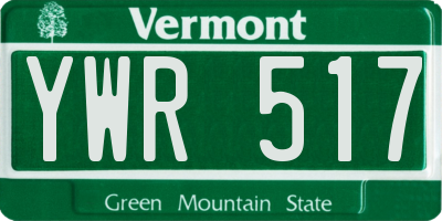 VT license plate YWR517