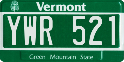 VT license plate YWR521