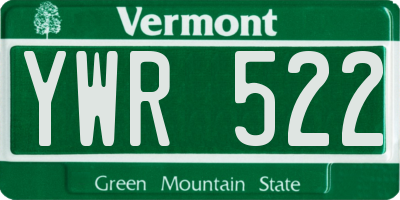 VT license plate YWR522