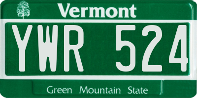 VT license plate YWR524
