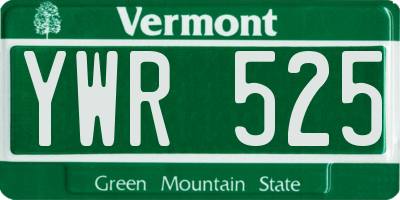 VT license plate YWR525