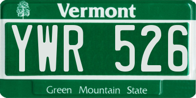 VT license plate YWR526
