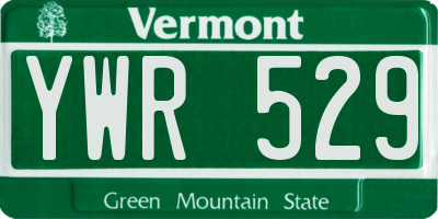 VT license plate YWR529