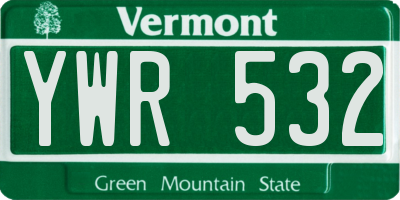 VT license plate YWR532