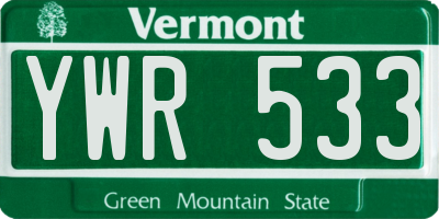 VT license plate YWR533