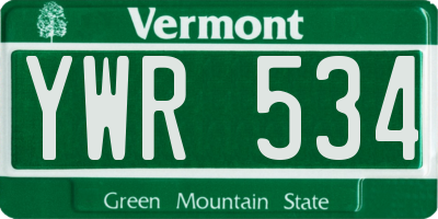 VT license plate YWR534
