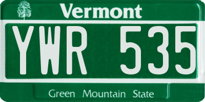 VT license plate YWR535