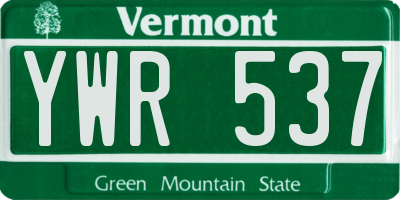 VT license plate YWR537