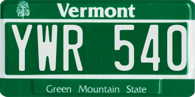VT license plate YWR540