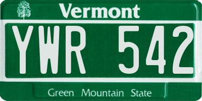VT license plate YWR542