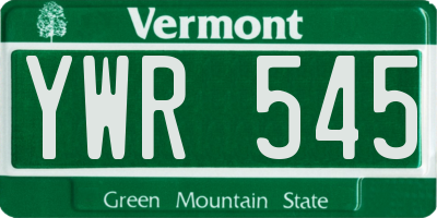 VT license plate YWR545