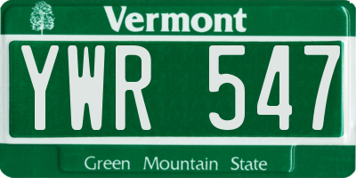 VT license plate YWR547