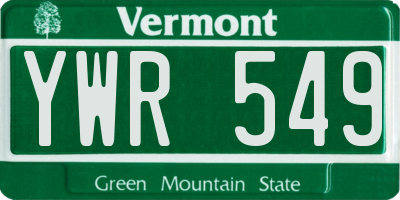 VT license plate YWR549