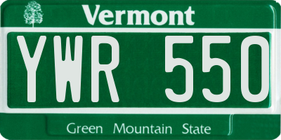 VT license plate YWR550
