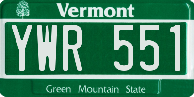 VT license plate YWR551