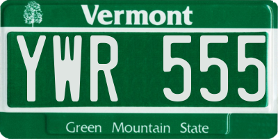 VT license plate YWR555