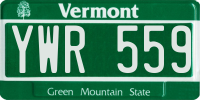 VT license plate YWR559