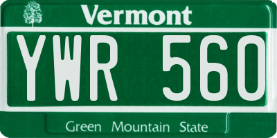 VT license plate YWR560