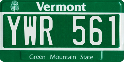 VT license plate YWR561