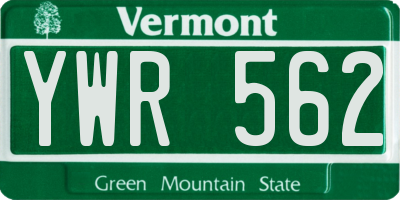 VT license plate YWR562
