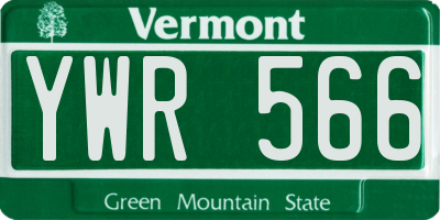 VT license plate YWR566