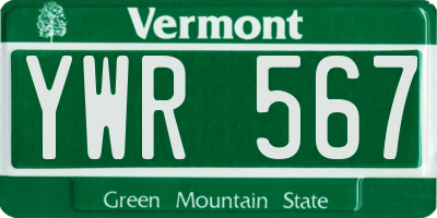 VT license plate YWR567