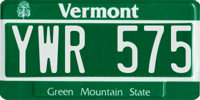 VT license plate YWR575