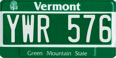 VT license plate YWR576