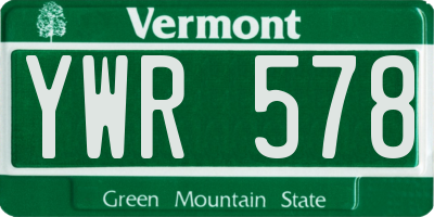 VT license plate YWR578