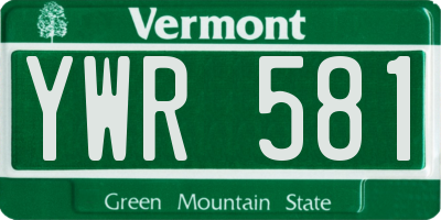 VT license plate YWR581
