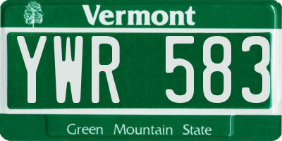 VT license plate YWR583