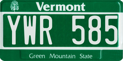 VT license plate YWR585