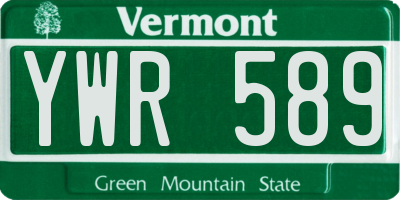 VT license plate YWR589