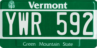 VT license plate YWR592