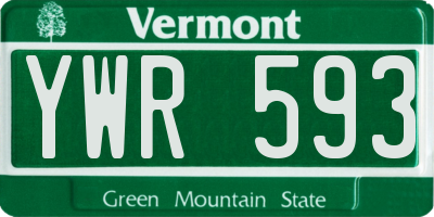 VT license plate YWR593