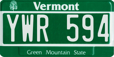 VT license plate YWR594