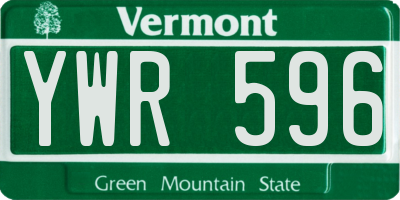 VT license plate YWR596