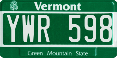 VT license plate YWR598