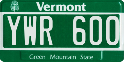 VT license plate YWR600