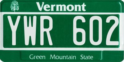 VT license plate YWR602