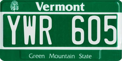 VT license plate YWR605