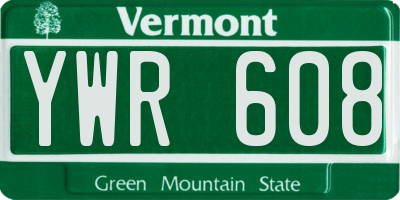 VT license plate YWR608