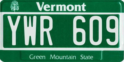 VT license plate YWR609