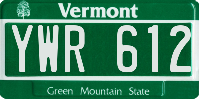 VT license plate YWR612