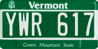 VT license plate YWR617
