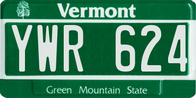 VT license plate YWR624