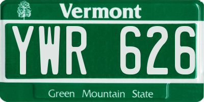 VT license plate YWR626
