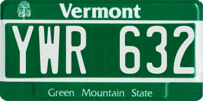 VT license plate YWR632
