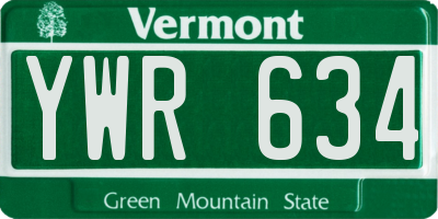 VT license plate YWR634