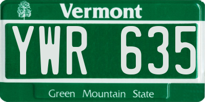 VT license plate YWR635